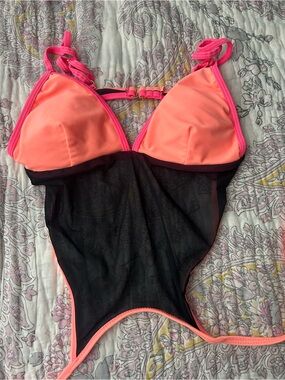 Catalina Neon Pink and Coral Ring-Accent One-Piece